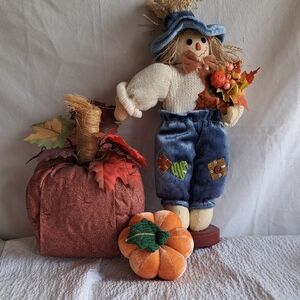 Autumn Scarecrow and Pumpkin Decor Set